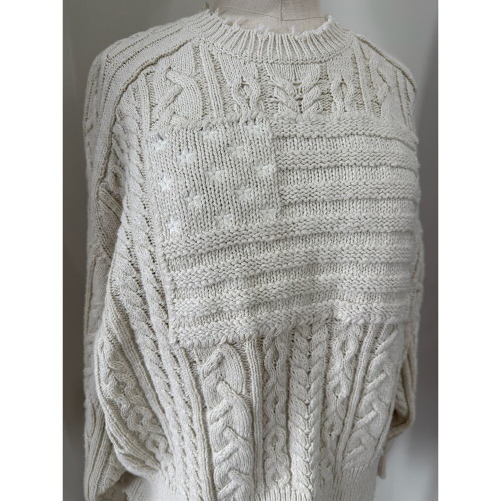 NWT Denimist Shadow $475 American Flag Sweater Women's S Ecru Slub Montauk - Picture 4 of 10